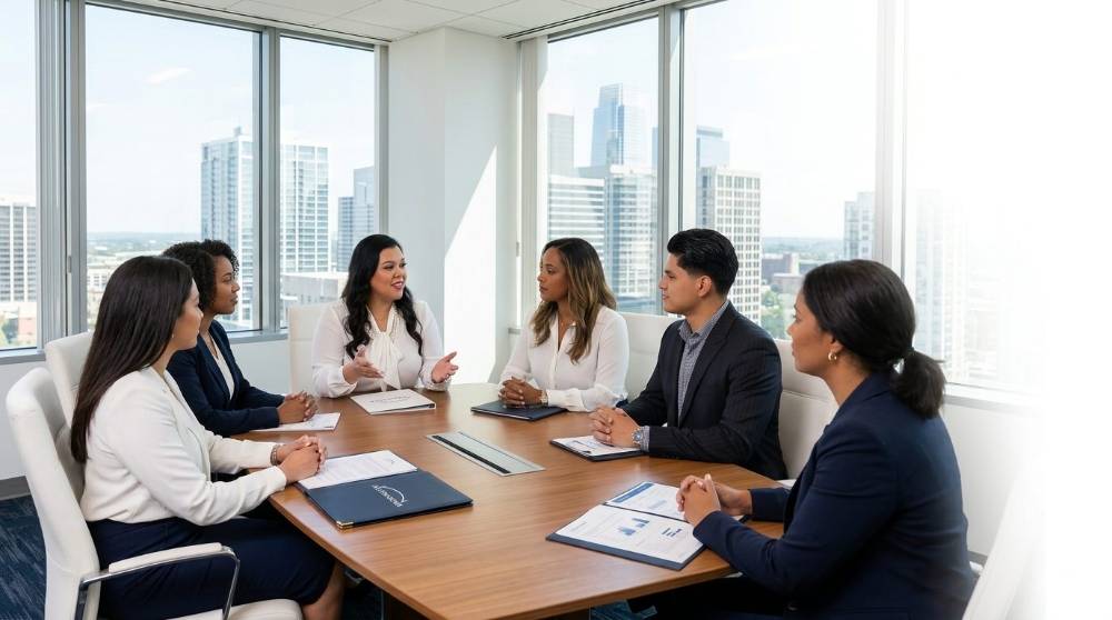 An ALG Financial advisor in conversation with a client about her long-term plan