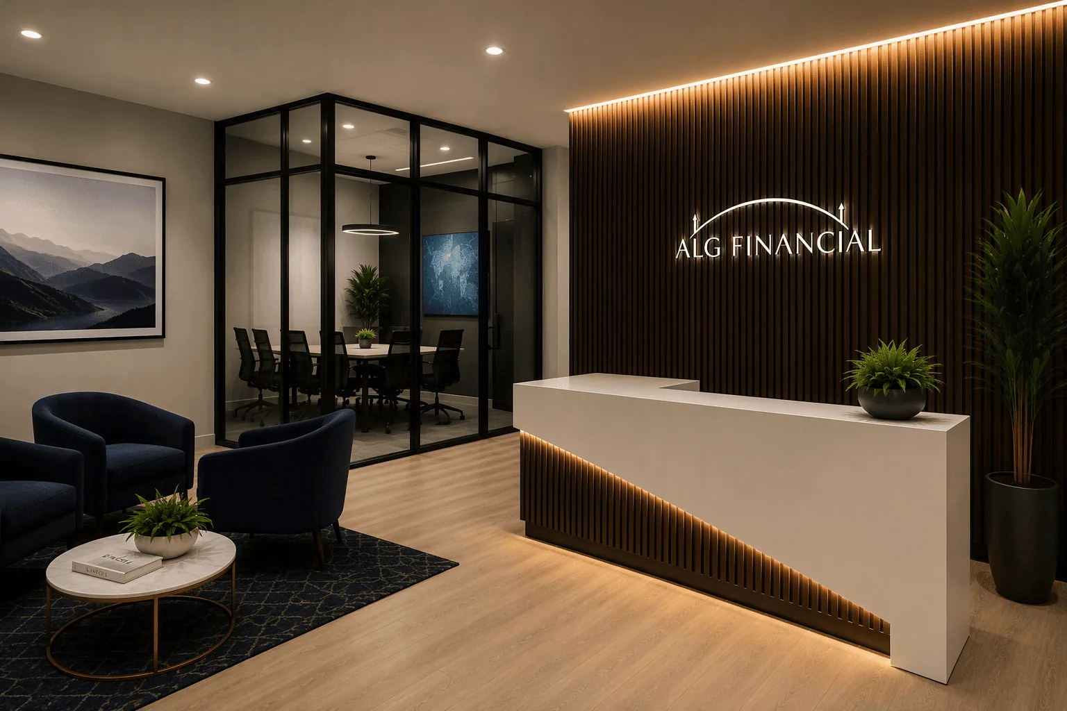 ALG Financial reception area at the firm's office in Hagåtña, Guam
