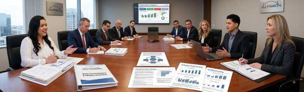 An ALG Financial advisor presenting to an employer retirement plan committee